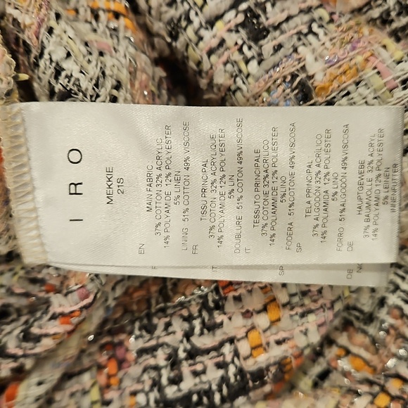 💕IRO PARIS💕 Mekkie Tweed Jacket ~ Multicolor Pink Plaid Check 38 - Picture 16 of 16